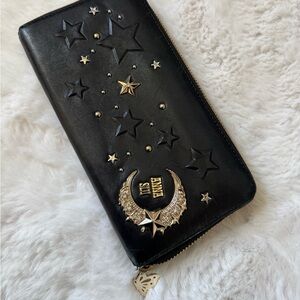 ANNA SUI Moonstar Celestial Studded Leather Long Wallet - Black & Gold